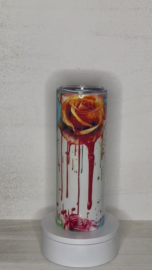 Paint Splatter Rose Tumbler