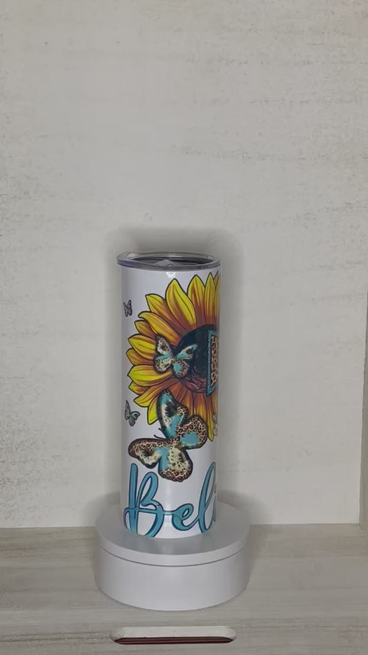 Believe with Cross and Butterflies Tumbler