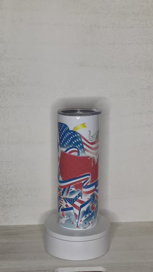 Patriotic tumbler with USA, Eagle and a Flag