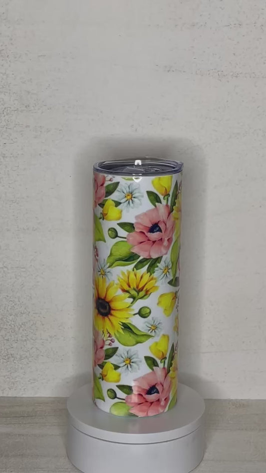 Yellow and Pink Floral Tumbler